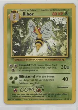 Beedrill German Pokemon Base Set #17 1999 15fy - Image 1