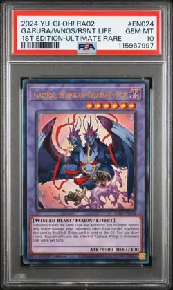 2024 YuGiOh RA02 Garura, Wings of Resonant Life PSA 10 GEM 1st Ed Ultimate RARE - Image 1