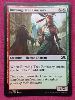 Magic The Gathering DOUBLE MASTERS 2022 FOIL BURNING-TREE EMISSARY card MTG - Image 1