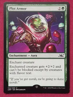Magic The Gathering UNFINITY PLOT ARMOR green card MTG - Image 1