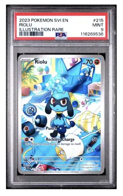 2023 Pokemon Riolu Illustration Rare PSA 9 MINT Scarlet & Violet #215 - Image 1