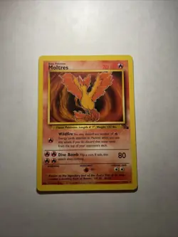 Moltres 27/62 Fossil Unlimited Non-Holo Rare Vintage Pokemon TCG 1999 WOTC LP - Image 1