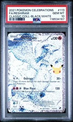 Reshiram 113/114 - Pokemon Celebrations Classic Collection - PSA 10 GEM MINT - Image 1