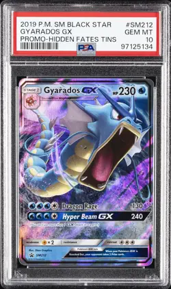2019 POKEMON SM BLACK STAR PROMO HIDDEN FATES TINS #SM212 GYARADOS GX PSA 10 - Image 1