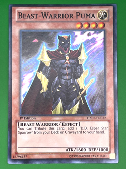 YuGiOh! Beast-Warrior Puma HA07-EN032 1st Edition Near Mint - Image 1