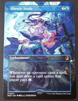 MTG Rhystic Study Anime Borderless Wilds of Eldraine Enchanting Tales NM - Image 1