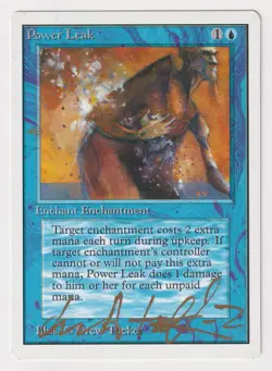 Gold Signed Power Leak LP Unlimited Edition Artist Drew Tucker 1993 MTG Magic! - Image 1