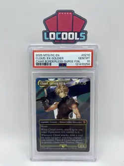 2025 MTG FINAL FANTASY COMMANDER #0210 CLOUD, EX-SOLDIER Surge Foil PSA 10 - Image 1