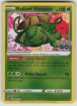 Radiant Venusaur Radiant Rare Pokemon GO 004/078 Pokemon - Image 1