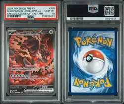 2025 POKEMON PRISMATIC EVOLUTIONS BLOODMOON URSALUNA 168/131 EX SIR PSA 10 - Image 1