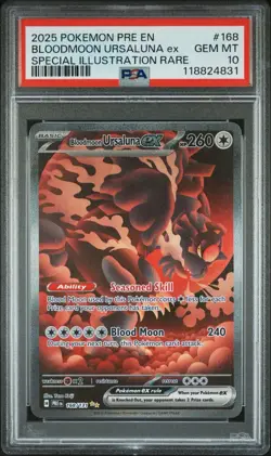 2025 POKEMON PRISMATIC EVOLUTIONS BLOODMOON URSALUNA 168/131 EX SIR PSA 10 - Image 2