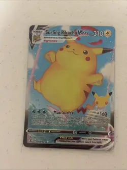Pokemon Celebrations Surfing Pikachu VMAX Holo Ultra Rare Card 009/025 - Image 1