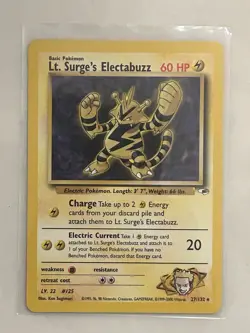 POKEMON TCG Lt. Surge's Electabuzz 27/132 Gym Heroes Rare Card Vintage LP - Image 1