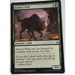 MTG Magic The Gathering Arlinns Wolf Creature Card Green War Of The Spark 2019 - Image 1