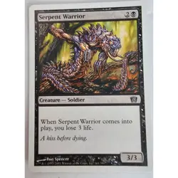 MTG Magic The Gathering Serpent Warrior Creature Soldier Card 3/3 Black 8th Edit - Image 1