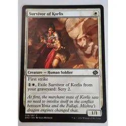 MTG Magic The Gathering Card Survivor Of Korlis Rare White Brothers War 2022 - Image 1