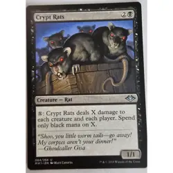 MTG Magic The Gathering Crypt Rats Card Black Modern Horizons 2019 - Image 1