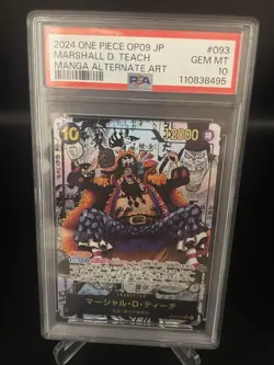 PSA10 Blackbeard Comic Parallel OP09 SR One Piece Card Marshall D Teach Rare - Image 1