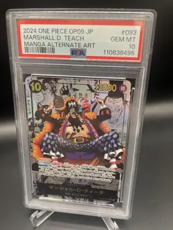 PSA10 Blackbeard Comic Parallel OP09 SR One Piece Card Marshall D Teach Rare - Image 3