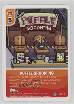 2010 Club Penguin Trading Card Game - Card-Jitsu Water Puffle Grooming #4 2p7 - Image 1
