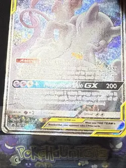 Pokemon Card Mewtwo and Mew GX SM191 Tag Team Black Star Promo Rare Played - Image 3