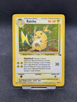 Pokemon Card Raichu 14/62 Fossil Set Rare Holo WOTC LP EXCELLENT - Image 1