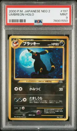 PSA 9 Umbreon 197 Neo 2 Holo Japanese Pokemon Card Mint Vintage 2000 Old Back - Image 1