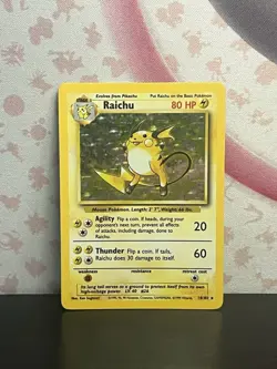 Pokemon TCG Raichu 014/102 Base Set Original Holo Rare Vintage WOTC 1999 HP - Image 1