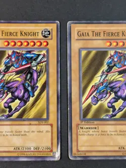 Yugioh TCG - 2x Gaia the Fierce Knight 1x 1st Edition LP + HP / Damaged SDY-007 - Image 3