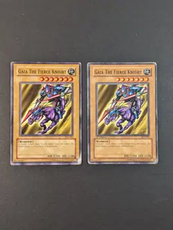 Yugioh TCG - 2x Gaia the Fierce Knight 1x 1st Edition LP + HP / Damaged SDY-007 - Image 2