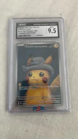 2023 Pokemon x Van Gogh Promo #085 Pikachu with Grey Felt Hat CGC 9.5 Mint+ - Image 1