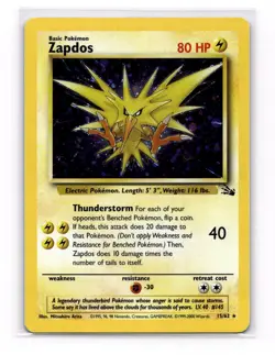 Zapdos 30/62 Non Holo Fossil Set Rare Pokemon WOTC LP EXCELLENT - Image 1