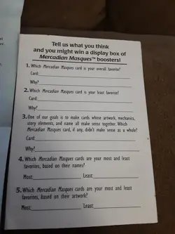 Magic The Gathering Mercadian Masques Rules Insert survey card mail in promotion - Image 3