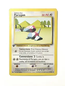 Porygon 1st Edition Pokemon Card Bass Set 39/102 Light Plus Minus LP - Italian - Image 1