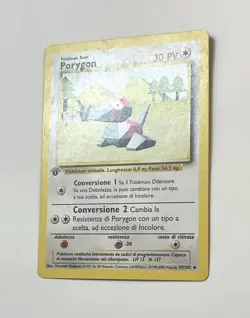 Porygon 1st Edition Pokemon Card Bass Set 39/102 Light Plus Minus LP - Italian - Image 2