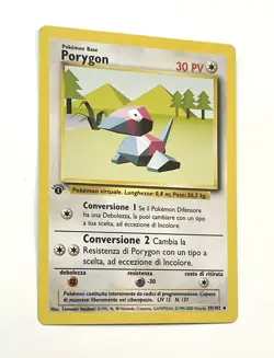 Porygon 1st Edition Pokemon Card Bass Set 39/102 Light Plus Minus LP - Italian - Image 3