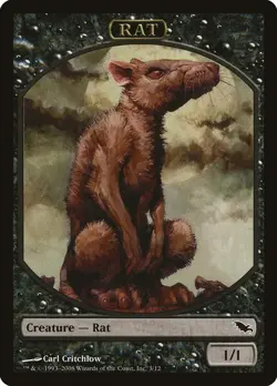 Rat Token x1 Shadowmoor MTG Magic the Gathering Black Creature Token Rat - Image 1