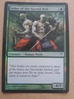 1x FOIL Order of the Sacred Bell Champions of Kamigawa MtG Magic Green 232 - Image 1
