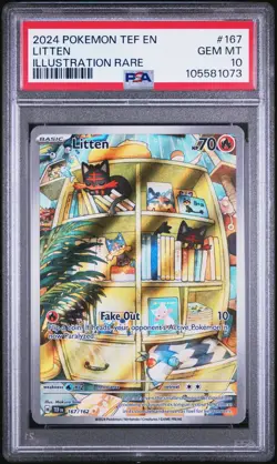 PSA 10 Litten 167/162 Illustration Rare Pokemon Graded Temporal Forces - Image 3