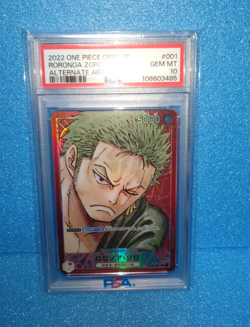 PSA 10 Roronoa Zoro OP01-001 L Parallel Romance Dawn One Piece Card Japanese TCG - Image 1