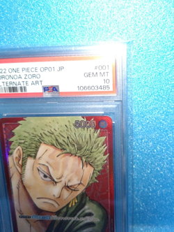 PSA 10 Roronoa Zoro OP01-001 L Parallel Romance Dawn One Piece Card Japanese TCG - Image 3