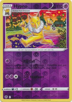 Hypno 061/195 Reverse Holo Silver Tempest Pokemon Card NM - Image 1