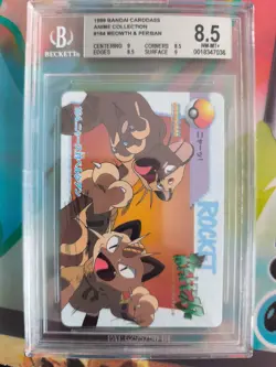 Pokemon Card Japanese Carddass Vending Anime BGS Beckett 8.5 Meowth Vs Persian - Image 2