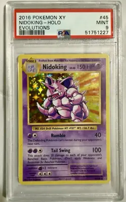 2016 POKEMON XY EVOLUTIONS #45 NIDOKING-HOLO PSA 9 - Image 1