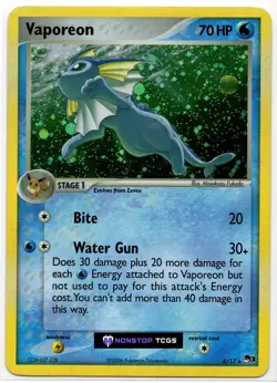 Vaporeon 6/17 Pokemon Card TCG EX Pop Series 3 Holo Rare - Image 1