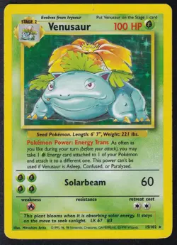 Pokemon Venusaur Base Set Holo Card 1999 Rare Collectible 15/102 - Image 1