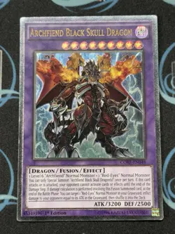 Yugioh Archfiend Black Skull Dragon CORE-EN048 Ultimate Rare 1st ED LP - Image 1