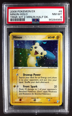 2006 Pokemon EX Trainer Kit 2 MINUN Half Deck #6 Holo PSA 8 - Image 1