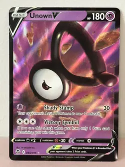 Unown V 065/195 Ultra Rare Silver Tempest Pokemon TCG Near Mint Holo Foil - Image 1