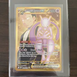 Destined Rivals Gold Team Rockets Mewtwo EX Hyper Rare Card 240/182 Pack Fresh! - Image 2